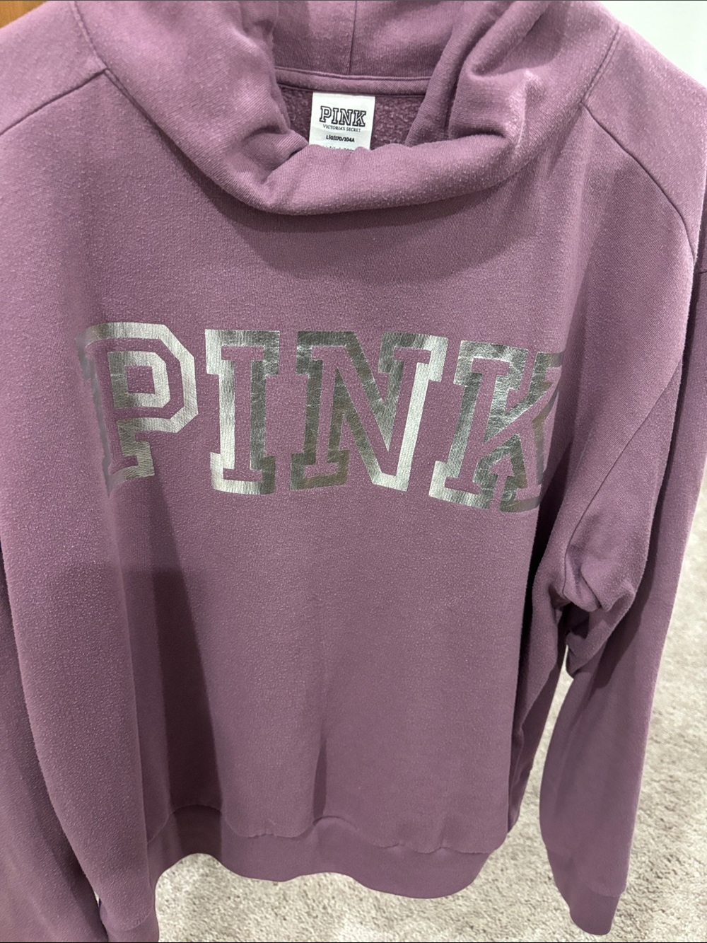 PINK Victoria's Secret Mauve Cowl Neck Sweatshirt with Silver Logo